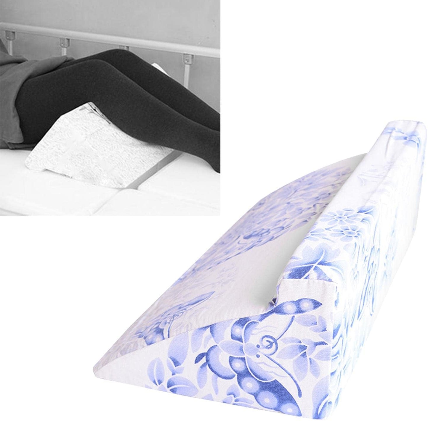 Adjustable Wedge Pillow for Back and Leg Support | Post Surgery Leg Elevation Pillow | Ankle Support Wedge Pillow for Reading and Snoring | Washable Cover | - Blue
