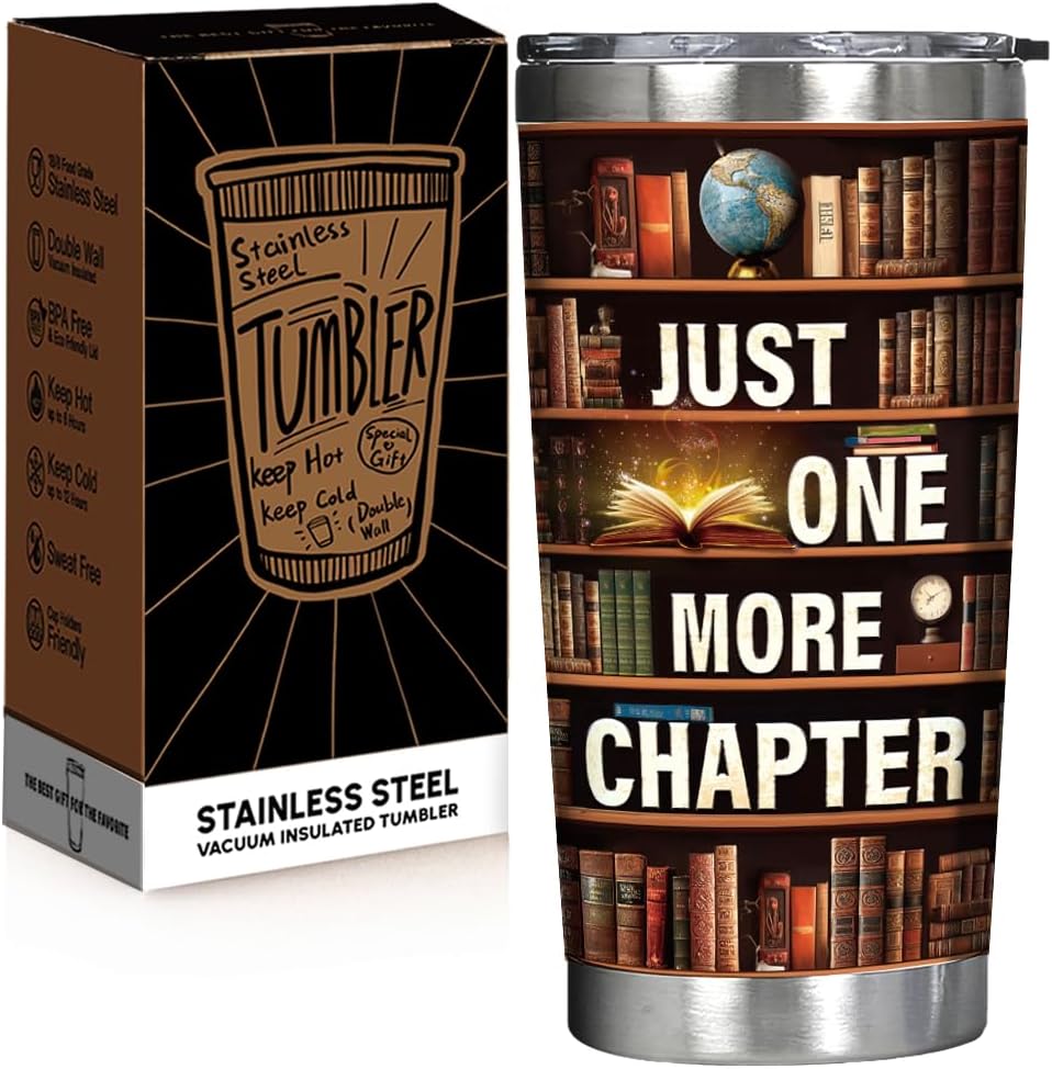 Book Lovers Gifts for Women Librarian Book Lovers Reader - Just One More Chapter Reading Club Gifts, Bookish Gift for Readers, Reading Accessories Present for Christmas Birthday White Elephant
