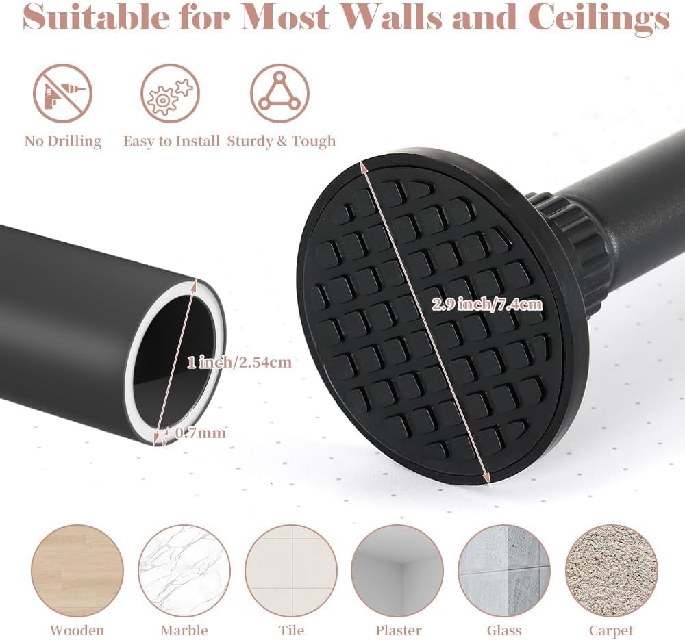 Kokorona Room Divider Curtain Rod, No Drilling Tension Curtain Rod 4-10ft (H) 4-10ft (W), Partition Room Dividers for Room Separation, Adjustable Floor to Ceiling Room Divider Temporary Wall Divider