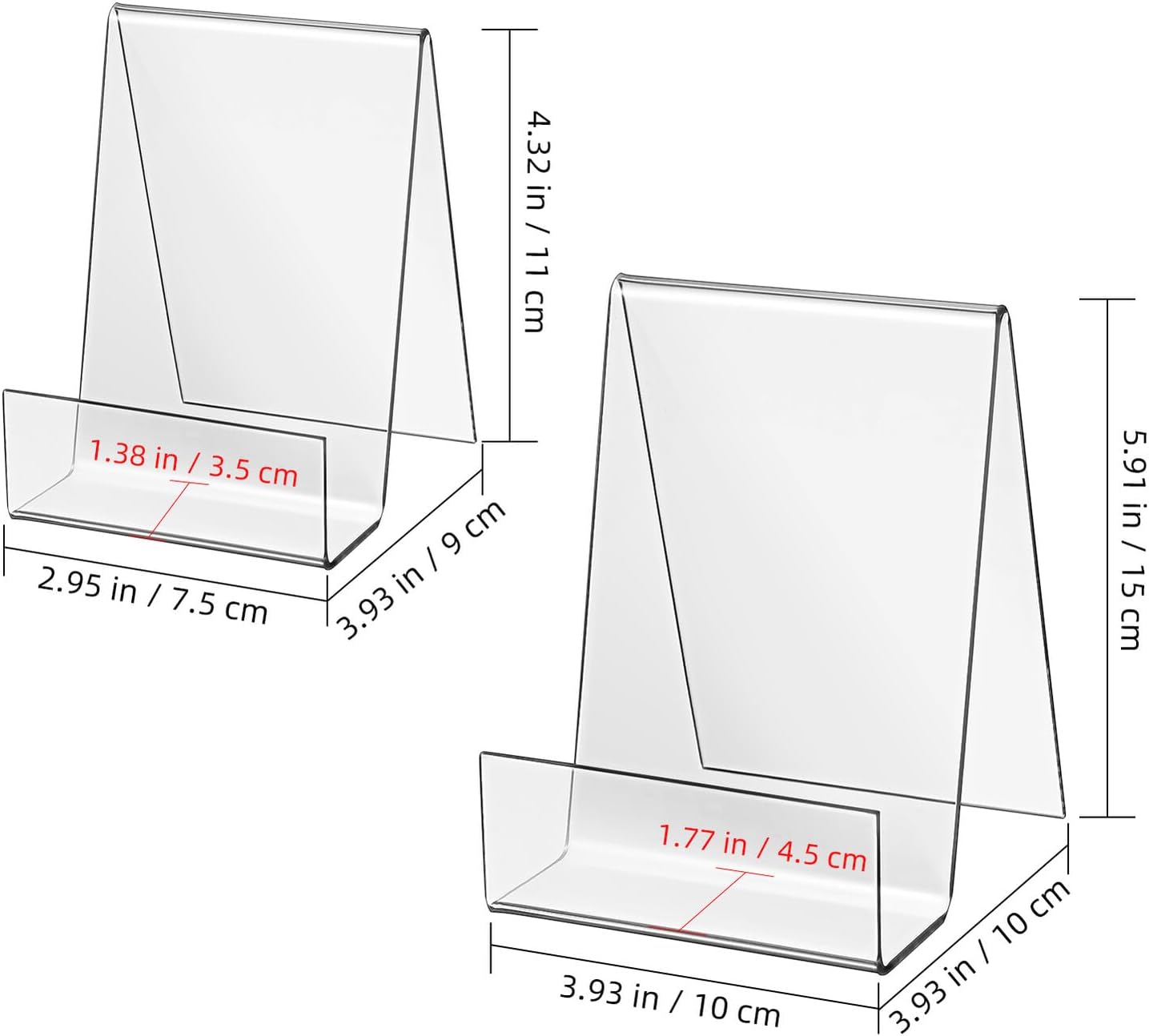 Milisten 10pcs Acrylic Card Display Stands Greeting Card Holder Easels with Bases 10cm 7.5cm for Retail Sports Business Display