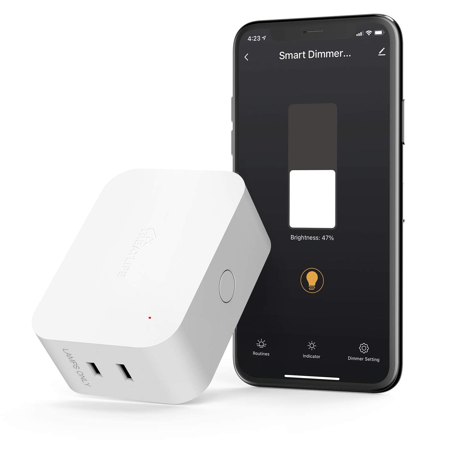 Alexa Smart Dimmer Plug, Treatlife Plug-in Lamp Dimmer Switch for Dimmable LED, CFL, Halogen and Incandescent Bulbs, Lamps, String Lights, Max Power 300W, Dual Outlets, 2.4GHz WiFi Only