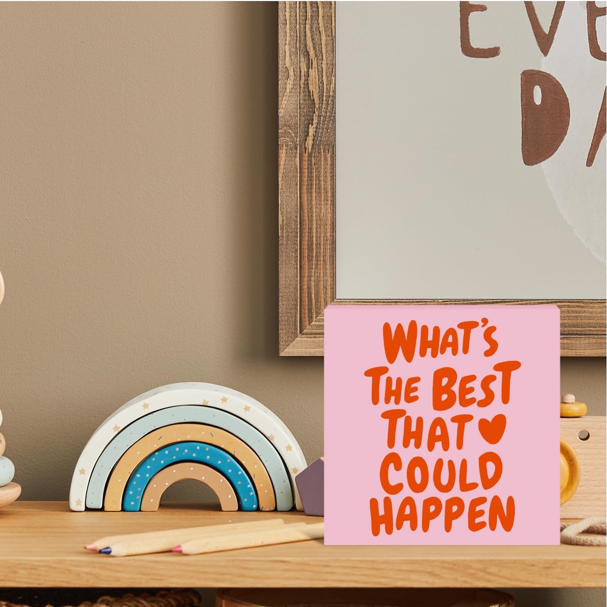 Pink Preppy Wooden Box Sign Inspirational Positive Affirmations Aesthetic Decorative signs, Wood Box Sign Preppy Stuff Classroom Bedroom Girls Room Home Decor Wall Art Christmas Birthday Gifts