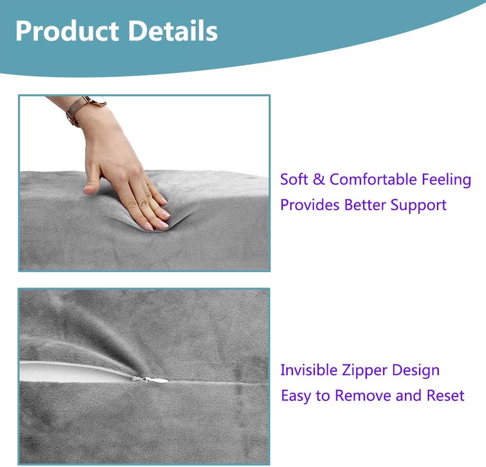Zelen Elevation Pillow Bed Wedge for Legs Sleeping Foam Wedge Elevated Pillows Ortho Cushion Riser Knee Ankle Support Rest Legs Bolster Elevator Elevating Cushions Feet Protector (49cm Long)