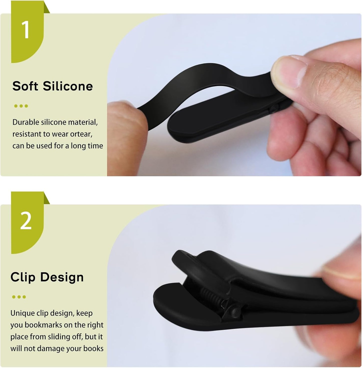 SMUK 3pcs Automatic Bookmark, Silicone Book Marks for Reading Women, Men, Kids, Book Lovers, Cute Unique Book Markers for Reading, Reading Accessories Gifts for Book Lovers