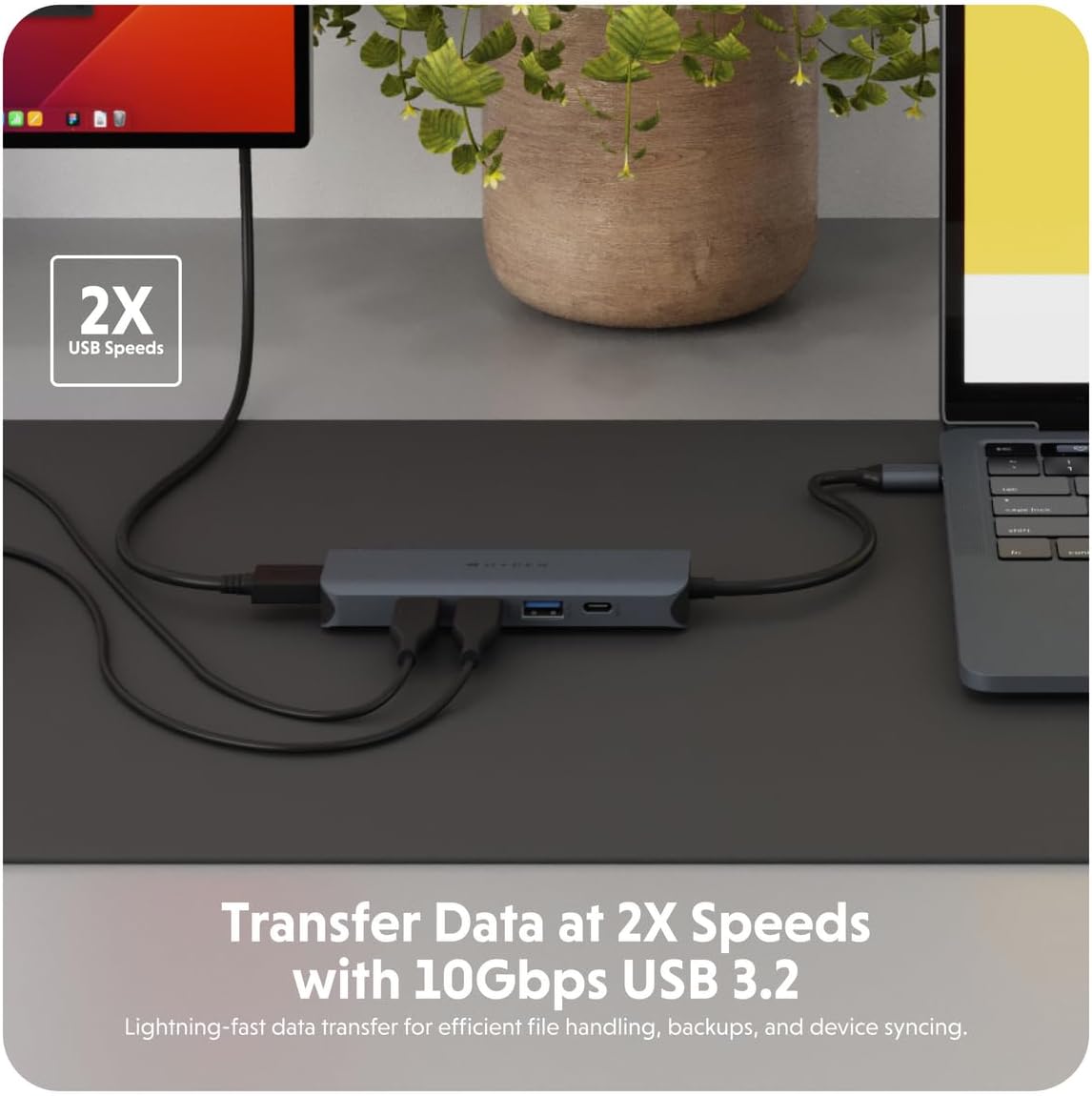 HyperDrive Next 6 Port USB Hub – USB C to HDMI 4K60Hz Display, 10Gbps Data Transfer, 100W Power Delivery Charging, 3X USB-A — Compatible w/MacBook Pro, MacBook Air, PC, and Chromebook