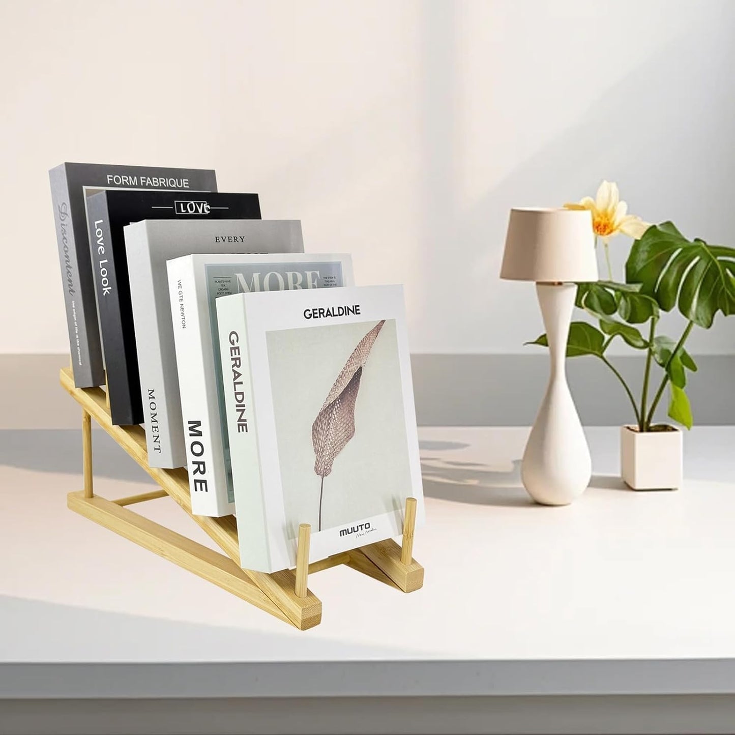 Book Display Stand Holder, 5-Tier Wooden Book Rack Organizer For Magazines, Tabletop Kids Bookshelf Art Display Shelf For Vendors Craft Trade Shows