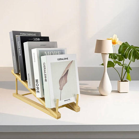 Book Display Stand Holder, 5-Tier Wooden Book Rack Organizer For Magazines, Tabletop Kids Bookshelf Art Display Shelf For Vendors Craft Trade Shows