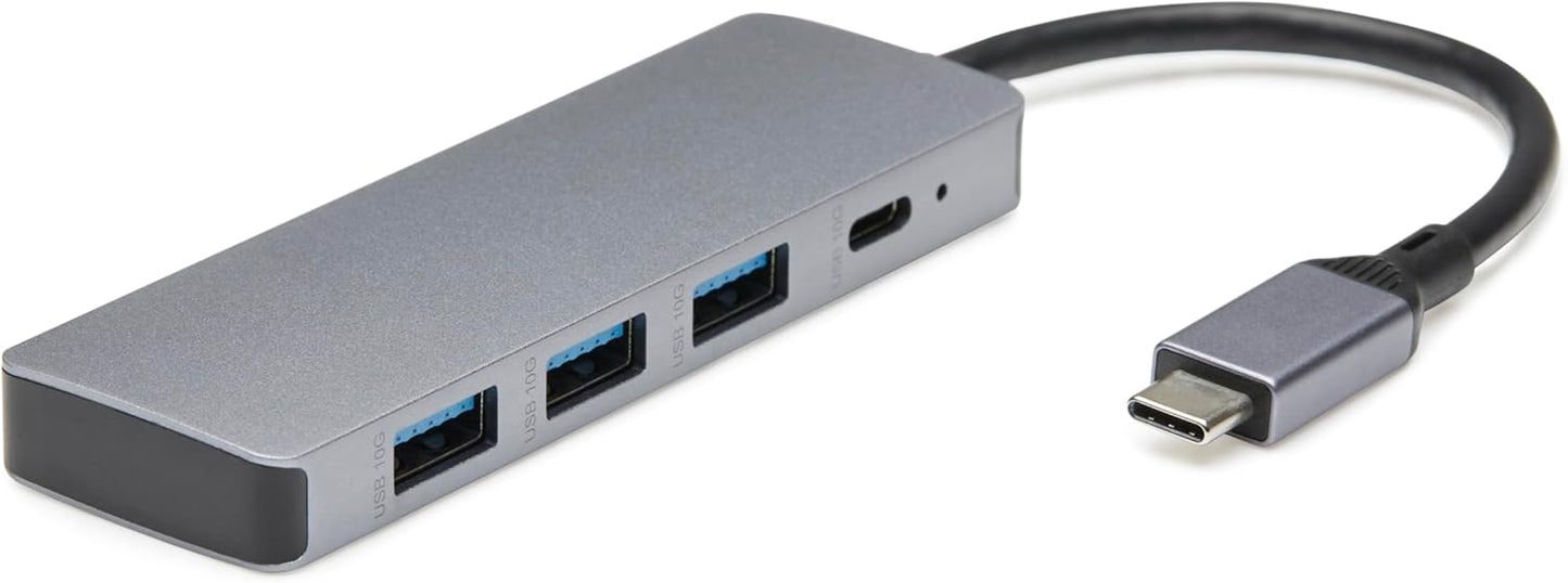 Amazon Basics USB 3.2/3.1 Gen 2 Multiport USB C Hub Dock, 10Gbps, USB-C to 1xUSB-C/3xUSB-A, Works with Windows/Mac, Silver, Black