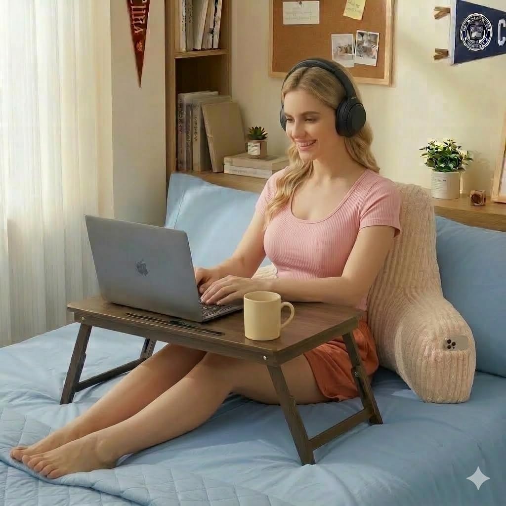 Reading Pillow for Sitting in Bed,Large Backrest Reading Pillow with Arm Rest,Back-Rest Support Cushion for Sit Up on Couch,Sofa,Floor,Dorm Essentials(Cream Corduroy,Large(19"))