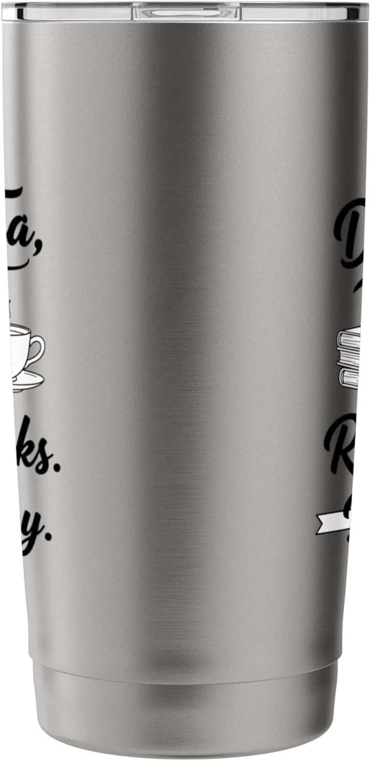 Drink Tea Read Books Be Happy Literary Book Lover Tea Quote Stainless Steel Insulated Tumbler