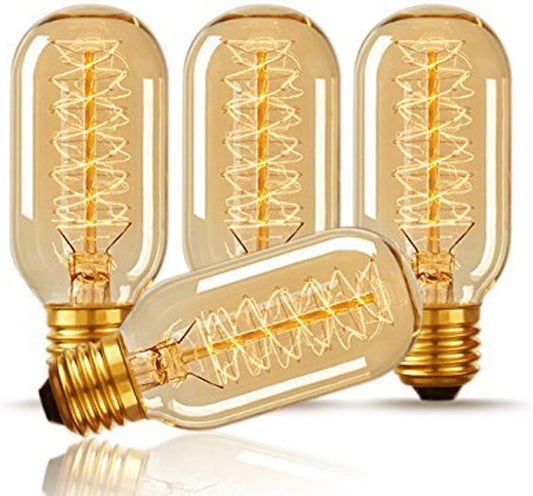 CTKcom T45 25 Watt Vintage Antique Light Bulbs E26 Base(4 Pack)- Antique Dimmable Bulb Spiral Tungsten Equivalent Warm Yellow Lamps for Home Light Fixtures Decorative 110V-130V