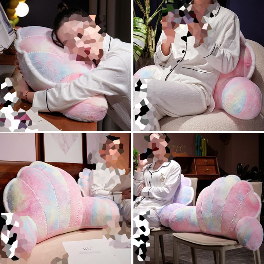 Cute Bed Backrest Pillow with Arms Soft Plush Chair Lumbar Pillow Sofa Rest Reading Pillow Office Chair Back Pillow (Pink, 70×55CM/27.56"×21.56"(for Bed))