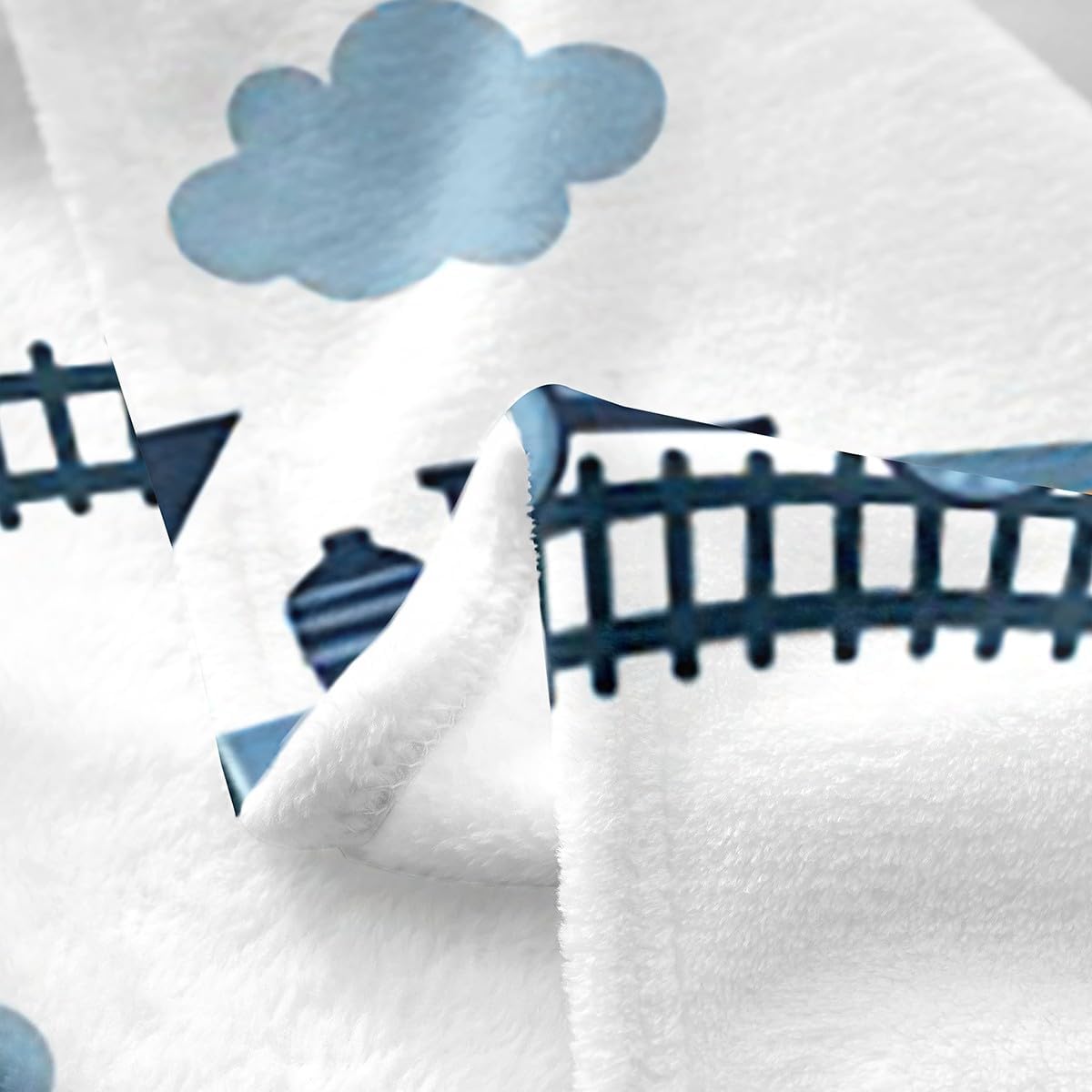 Erosebridal Train Fuzzy Blanket, Cartoon Smoking Engine Throw Blanket for Kids Boys, Construction Vehicles Fleece Blanket for Bed Sofa Couch, Railway Rail Ripple Plush Bed Blanket, 40"X50"