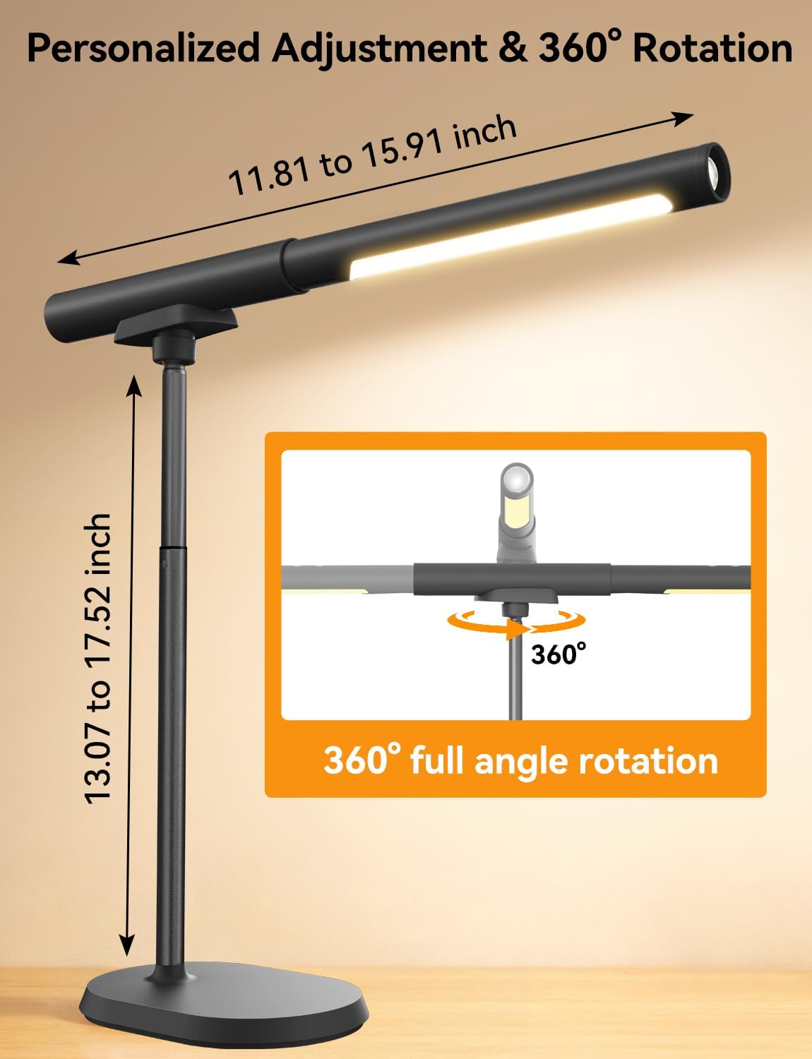 Rechargeable Desk Lamp, Adjustable Magnetic Table Lamp with Removable Cylindrical Light Tube for Study & Bedroom, Dimmable Touch Control & Space-Saving.