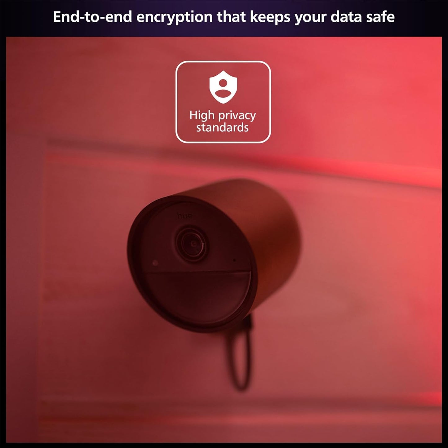 PHILIPS Hue Secure Wired Smart Home Security Camera, Black, 1 Pack, 1080P HD, Night Vision Camera, Motion Detection Home Security System, Two-Way Talk, Indoor/Outdoor, Weatherproof, Works with Hue App