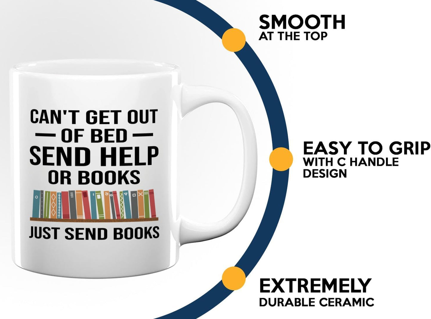 Book Lover Coffee Mug 11oz White -Just Send Books - Writer Editor Bookish Librarian Bibliophile Bookish Grammar Philosophers