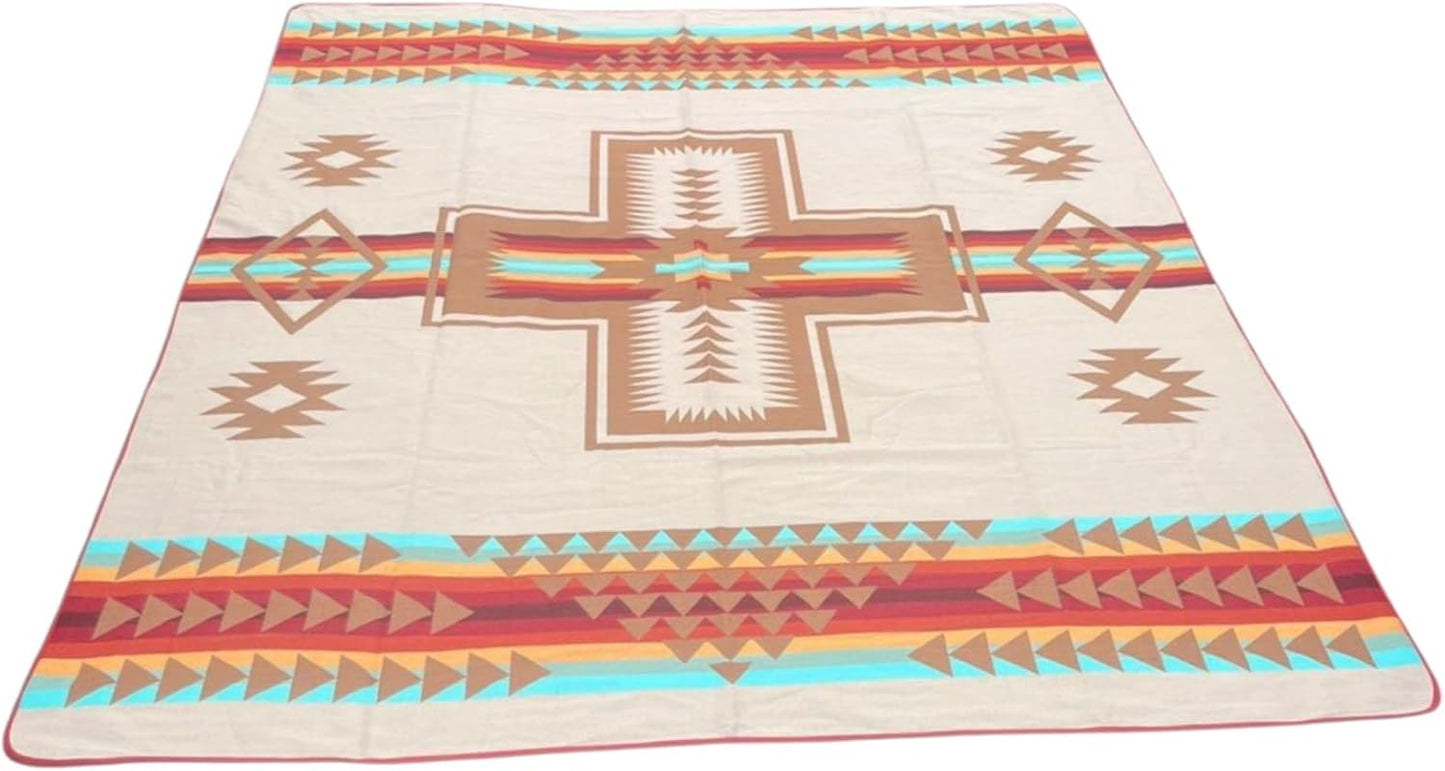 Alpaca Wool Blanket 90 x 78 Inches | Reversible 2-in-1 Throw | Thick, Ultra Soft, Breathable & Hypoallergenic | Non-Itchy | Handmade in Ecuador | Andean Design(Beige)