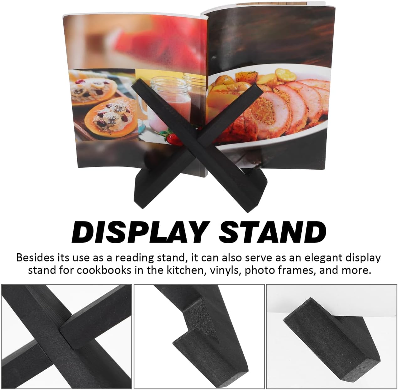 BESTOYARD Wooden Cookbook Stand 9.44X6.96X3.93In Adjustable Recipe Book Holder for Kitchen Countertop Reading Display Stand for Cookbooks Tablets and Records