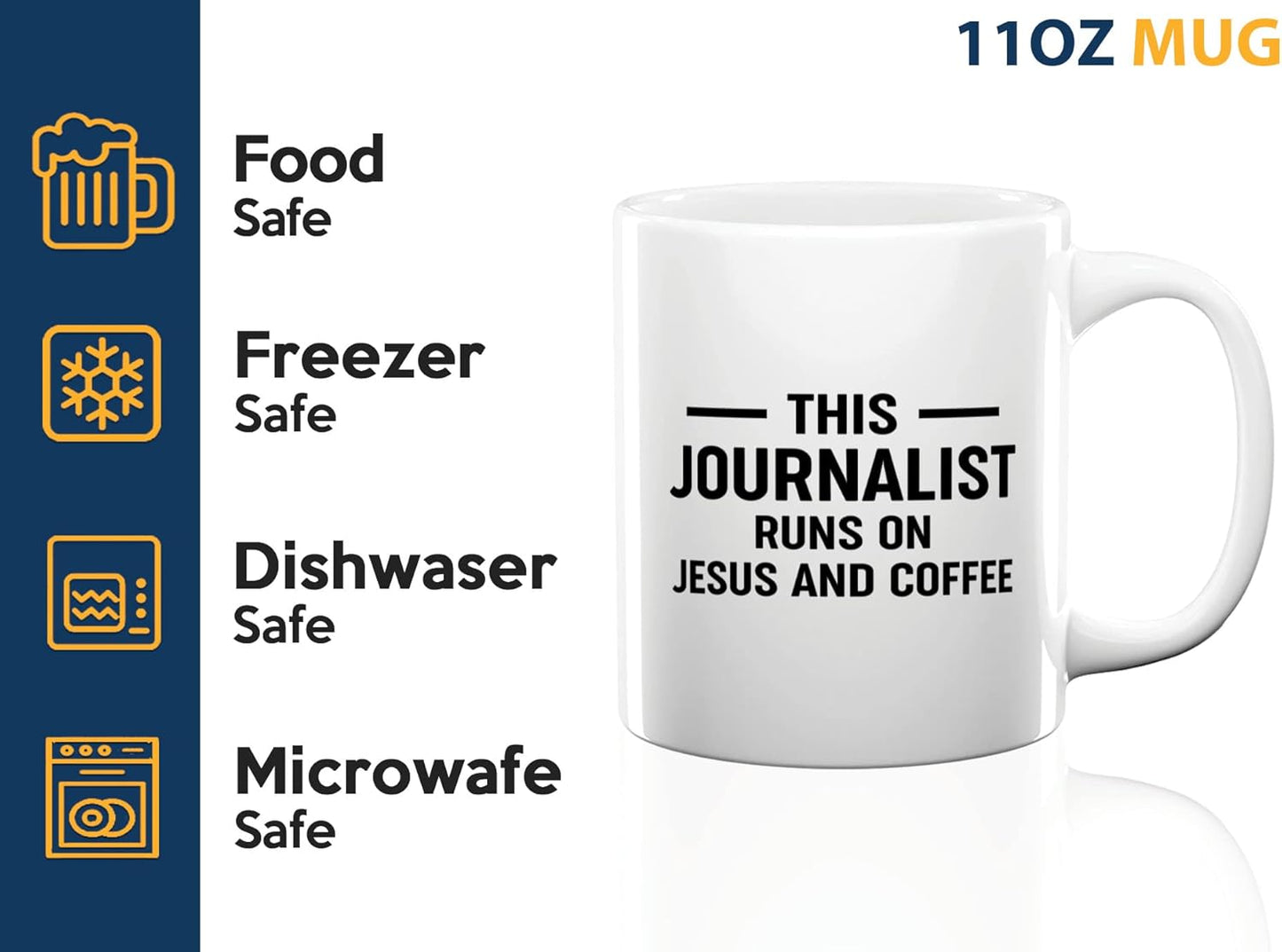 Journalist Coffee Mug 11oz White -This Journalist Runs On - Reading Lover Book Club Gift Author Appreciation Writer Journalism Novelist Scriptwriter