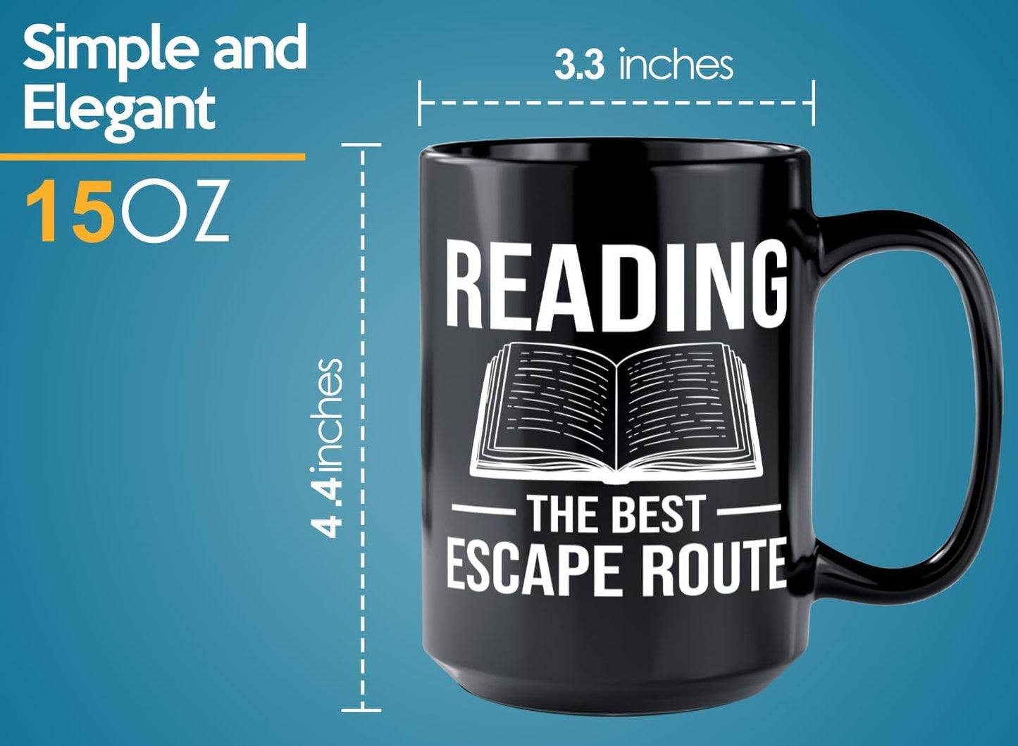 Book Lover Coffee Mug 15oz Black -Reading The Best - Bookworm Literature Library Book Lover Reader Booked Editor Intellectual Studious