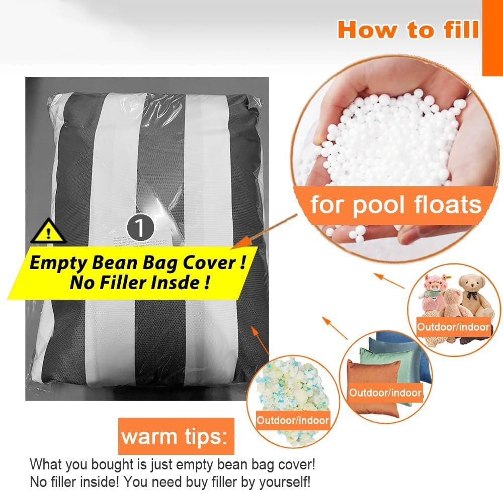 Outdoor Waterproof Bean Bag Chairs for Adults - Floating Bean Bag for Pool - Reusable Bean Bag for Swimming Without Filler Garden Beach Camp Beanbag Sofa Bed Puff Lounge(Darkgrey)