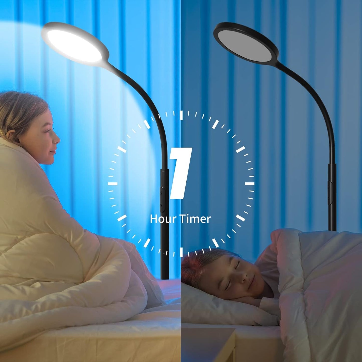 luckystyle Floor Lamp,Super Bright Dimmable LED Lamps for Living Room, Custom Color Temperature Standing Lamp with Remote Push Button, Adjustable Gooseneck Reading Floor Lamp for Bedroom Office Black