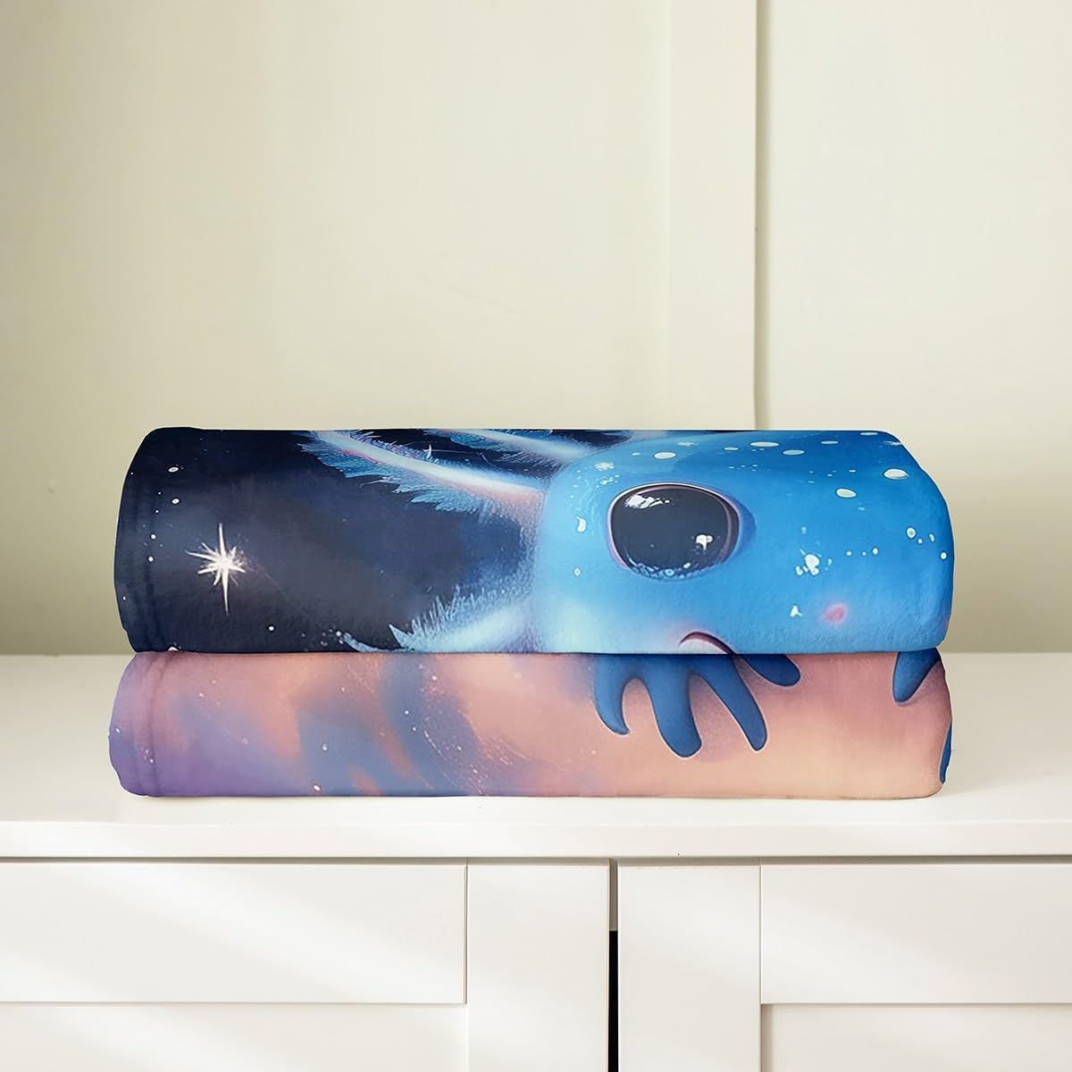 Erosebridal Cartoon Animal Axolotl Fleece Blanket Throw 50"x60" Cute Salamander Flannel Blanket Axolotl Fuzzy Plush Throw for Kids Boys Girls,Blue Purple Decor for Bed Couch
