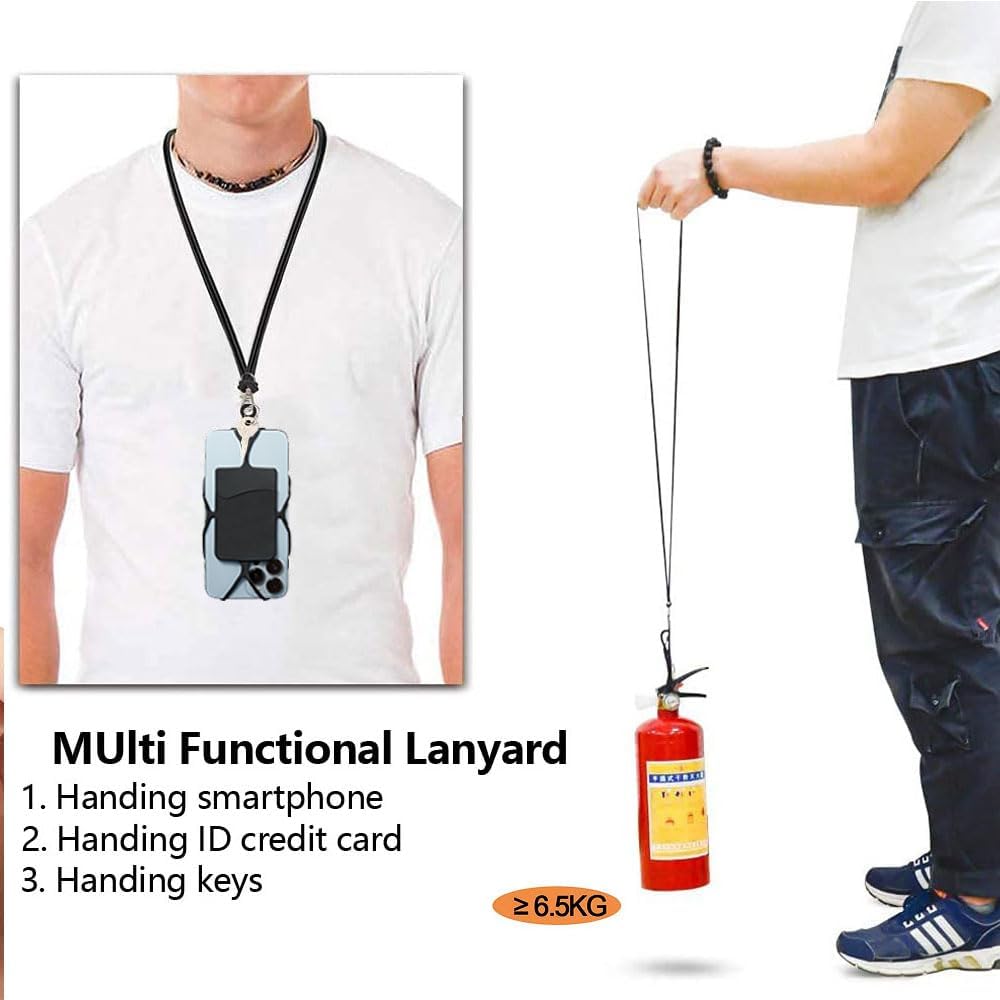 2 Packs Cell Phone Lanyard Crossbody Adjustable Neck Phone Holder with Card Pocket, Universal Silicone Neck Strap Phone Lanyards for Around the Neck Compatible with Most Smartphones