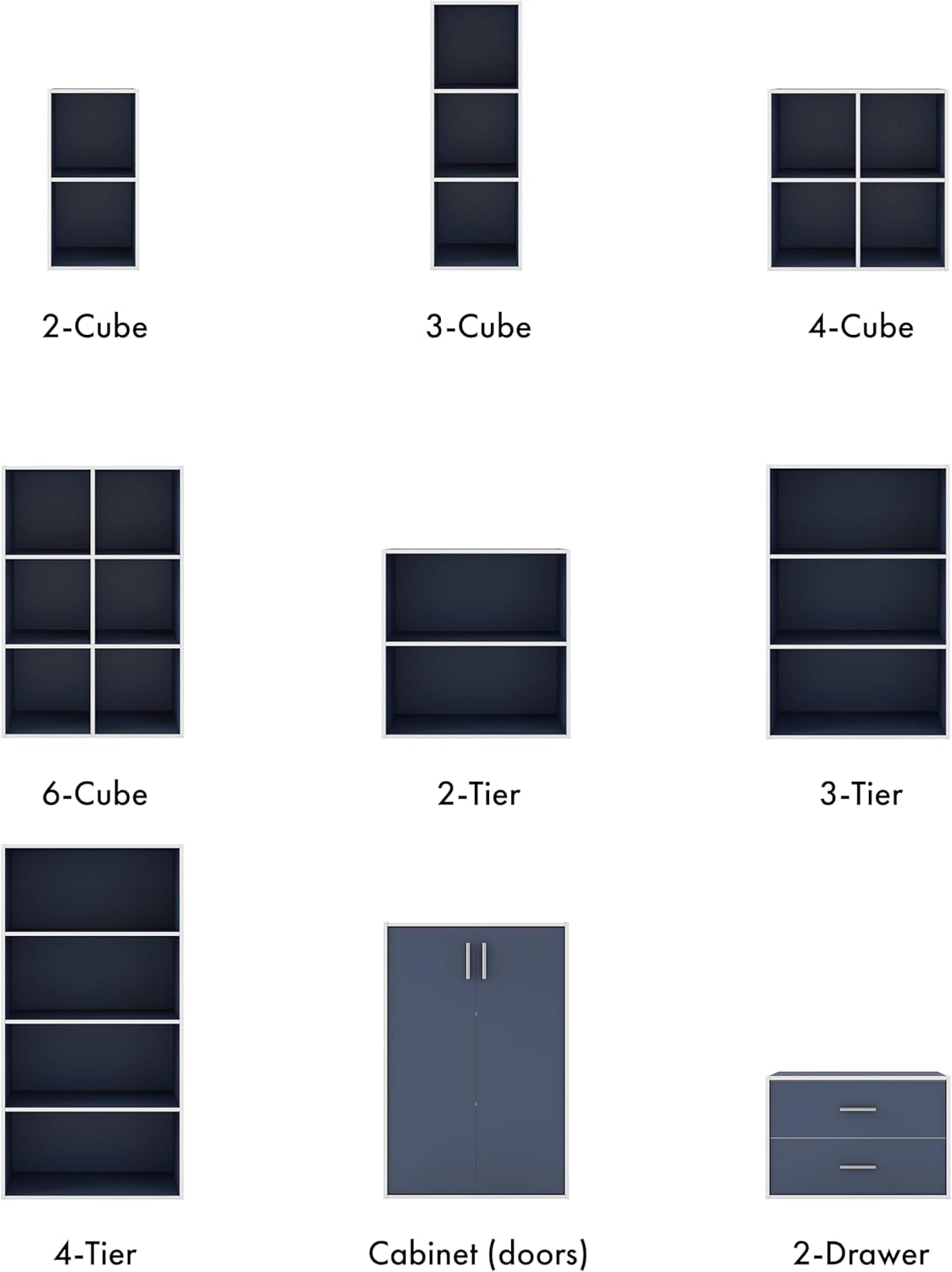 Homes: Inside + Out Apexa 2-Drawer Wooden Stackable Storage Drawers, Small Food Pantry Cabinet, Cajonera De Madera, Underbed Drawer Dorm Teen Room Decor & Bedroom, Home Office, Kitchen, Steel Blue
