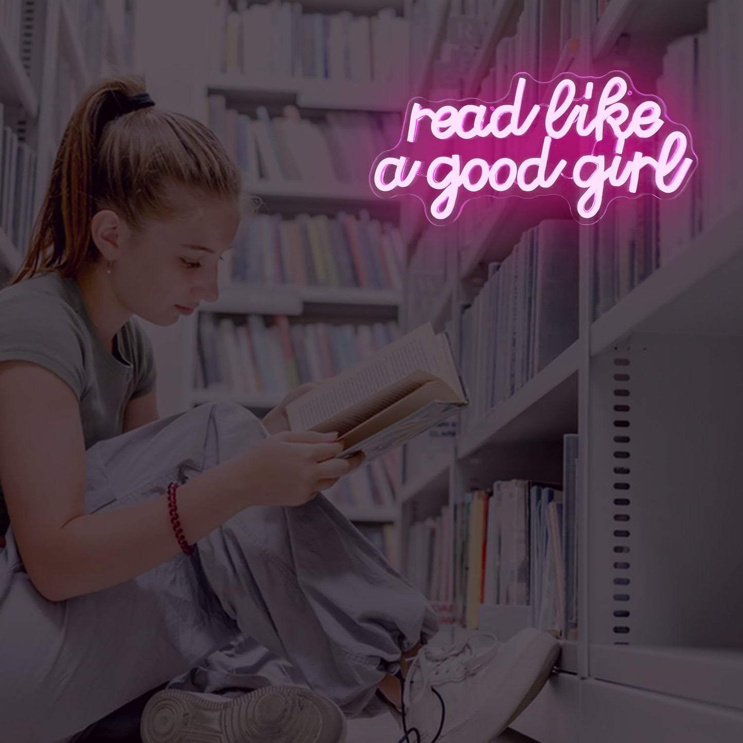 Read Like a Good Girl Neon Sign for Wall Decor Led Sign for Home Library Dimmable Reading Neon Light Up Signs for Reading Room Bookshelf Decorations Gifts for Book Lover Bookworm