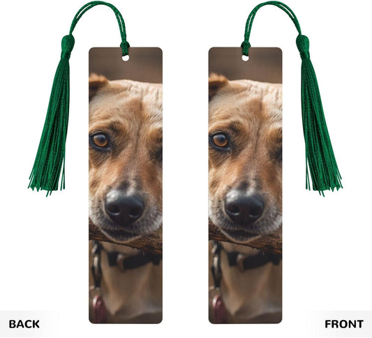 Tree Branch and Dog Bookmarks Gifts for Women Men, Wooden Bookmarks for Book Lovers, Vintage Book Marks Ornaments with Tassel, Unique Personalized Reading Page Markers Dark Green