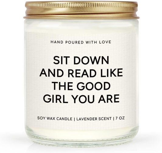 SteadStyle Book Lovers Gifts, Funny Bookish Gifts - Birthday Book Themed Ideal Presents for Girls Readers Librarian Bookworm Women, Lavender-Scented Candle 7oz