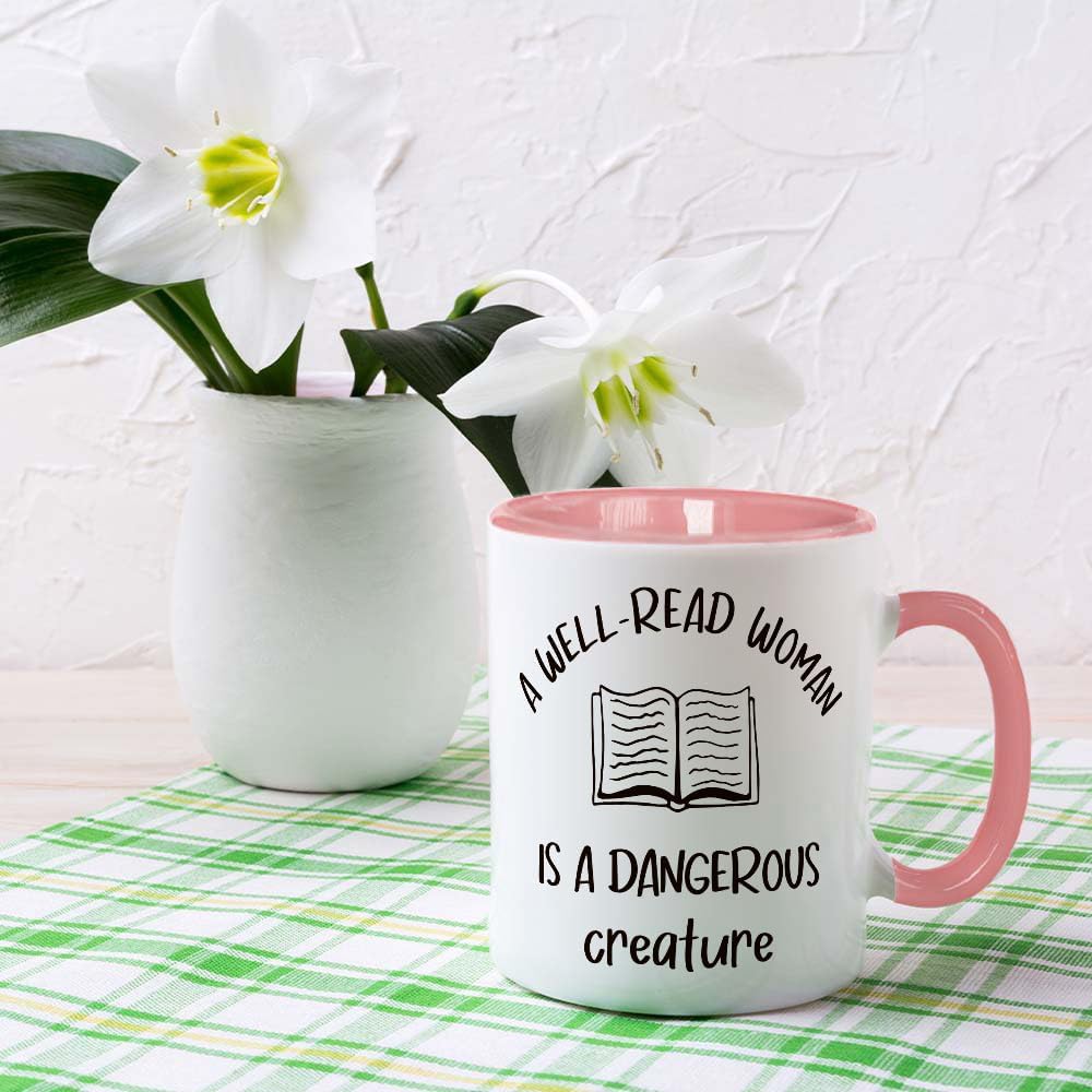 Book Lover Gifts for Women A Well - Read Women is A Dangerous Creature Mug 11 OZ - Book Gifts for Readers, Librarians - Birthday Gift for Her, Best Friend