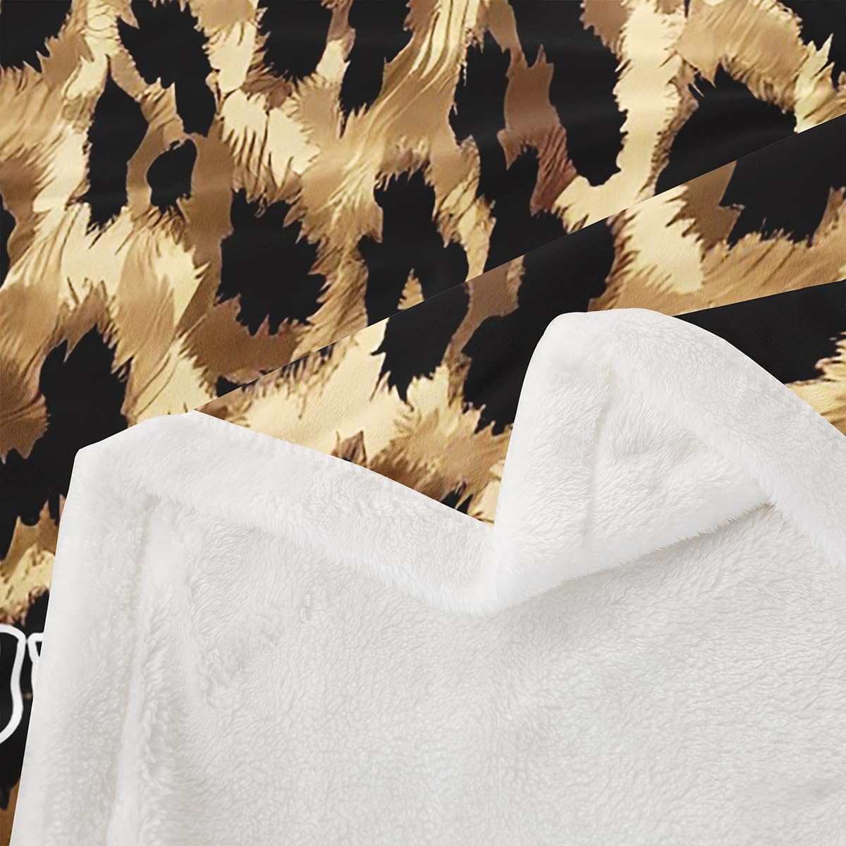 Custom Name Black Brown Leopard Print Blanket 50"x60" Women Cheetah Print Throw Blanket,Africa Big Cat Leopard Spot Fleece Blanket Wild Animal Hide Bed Blanket,Africa Wild Animal Theme Sofa Decor