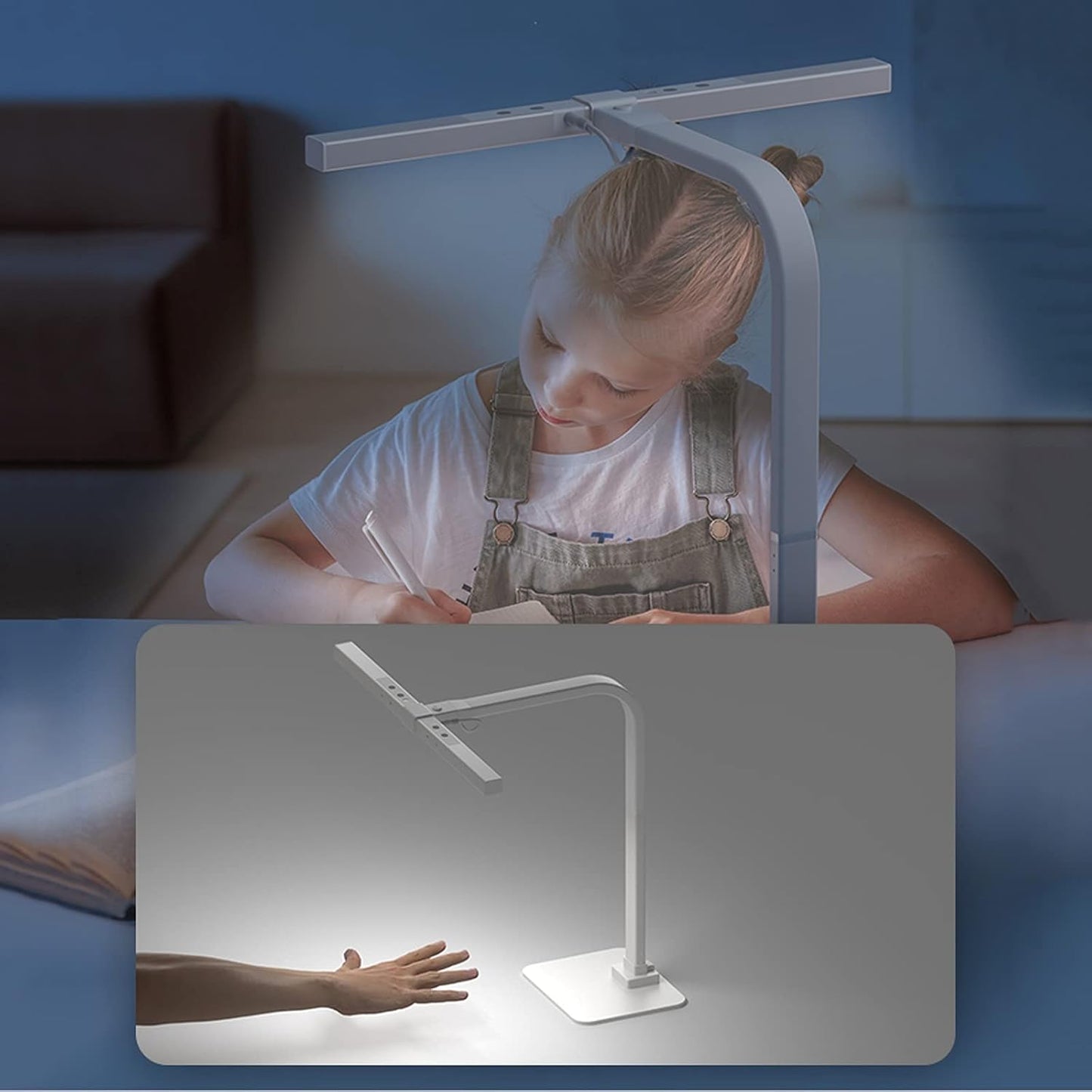 Desk Lamp LED Eye Protection Desk Lamp Clip Light Dimmable Touch Control Screen Light Height-Adjustable Office Reading Lamp with Intelligent Fill Light White Eye Protection Desk Lamp