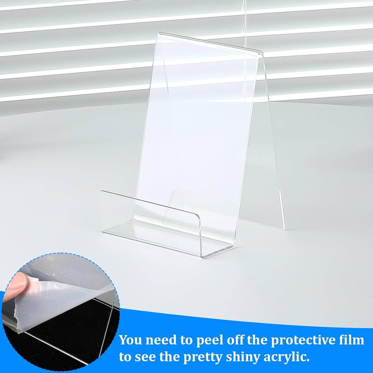 SHENLIU 12 Pack Clear Book Stand, 6x4 Inch Acrylic Easel Stand Book Display Holder, Display Stands for Album, CD, Music Sheets, Plate, Artworks, Phone, Tablet, Magazine, Postcard