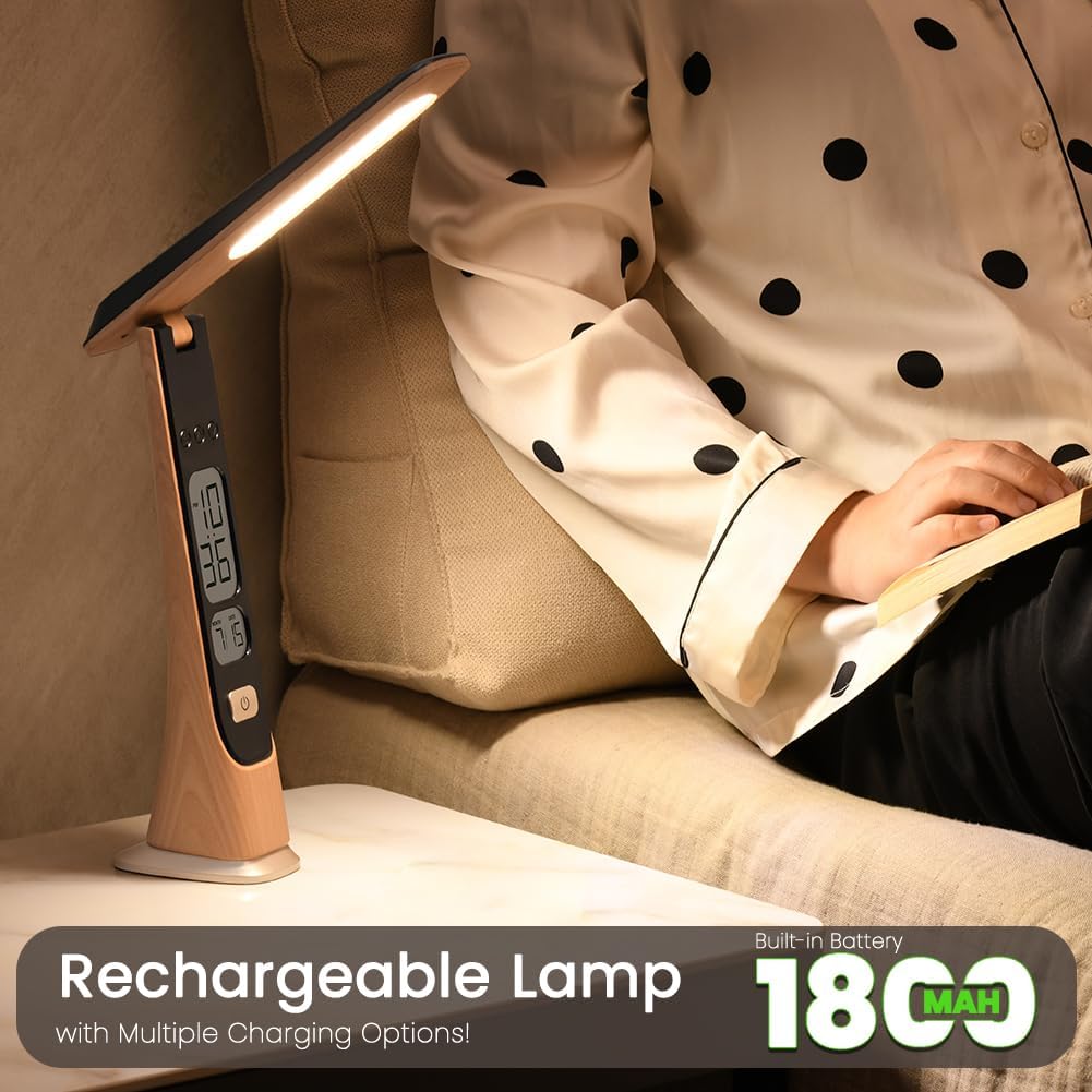 WILIT Rechargeable Lamps Cordless Table Lamp, Foldable Portable Desk Lamp - LED Battery Operated Lights with Stepless Brightness&Time Display for Office Lamp, Book Lights, College Dorm Essentials
