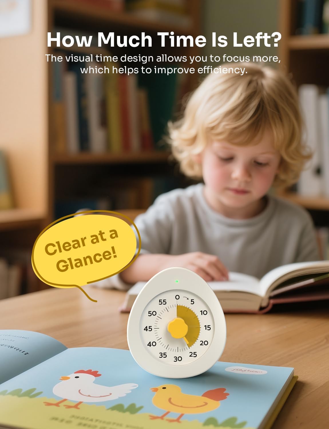 LIORQUE Visual Timer for Kids, 60-Minute Countdown Kitchen Timers for Cooking, Kids Timer with Silent Operation & Countdown Pause for Teaching Classroom Office