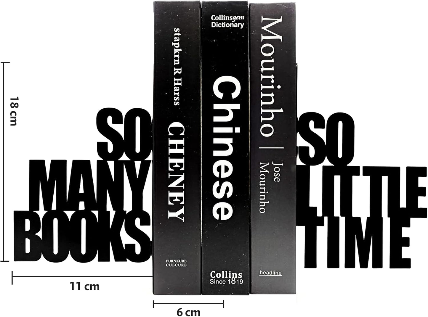 So Many Books, So Little Time Bookends, Decorative Metal Book Ends Supports for Shelves, Heavy Duty Bookend Holder