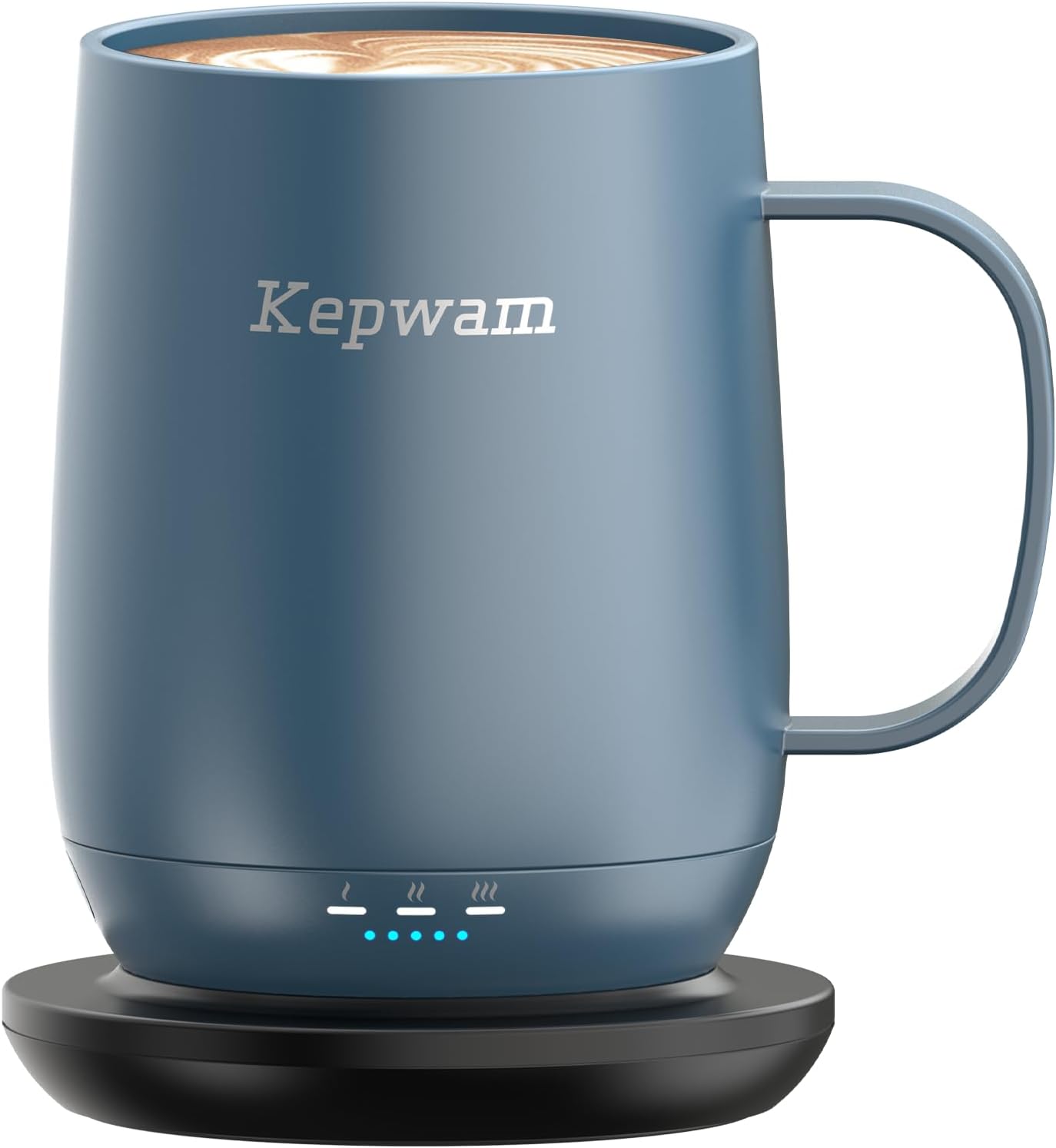 Kepwam Self Heating Coffee Mug T2, 16oz Smart Heated Coffee Mug, 150 Min Battery Life - Hot up to 149℉ Temperature Control Coffee Mug Warmer, Gifts for Dad Mom (No APP)
