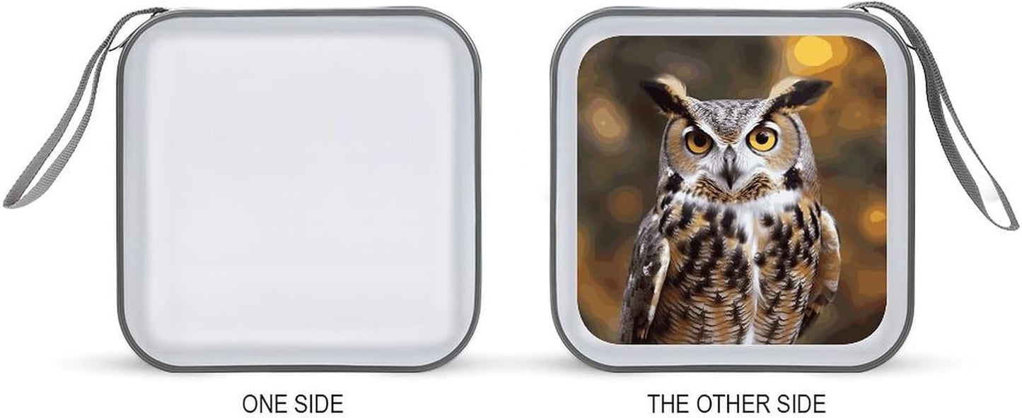 Owl Birds CD Case 40 Capacity Case Zipper CD Collection Bag with Handles Cover DVD Storage Hard Plastic DVD Disc Cases Storage Binder for Car Home Office Travel