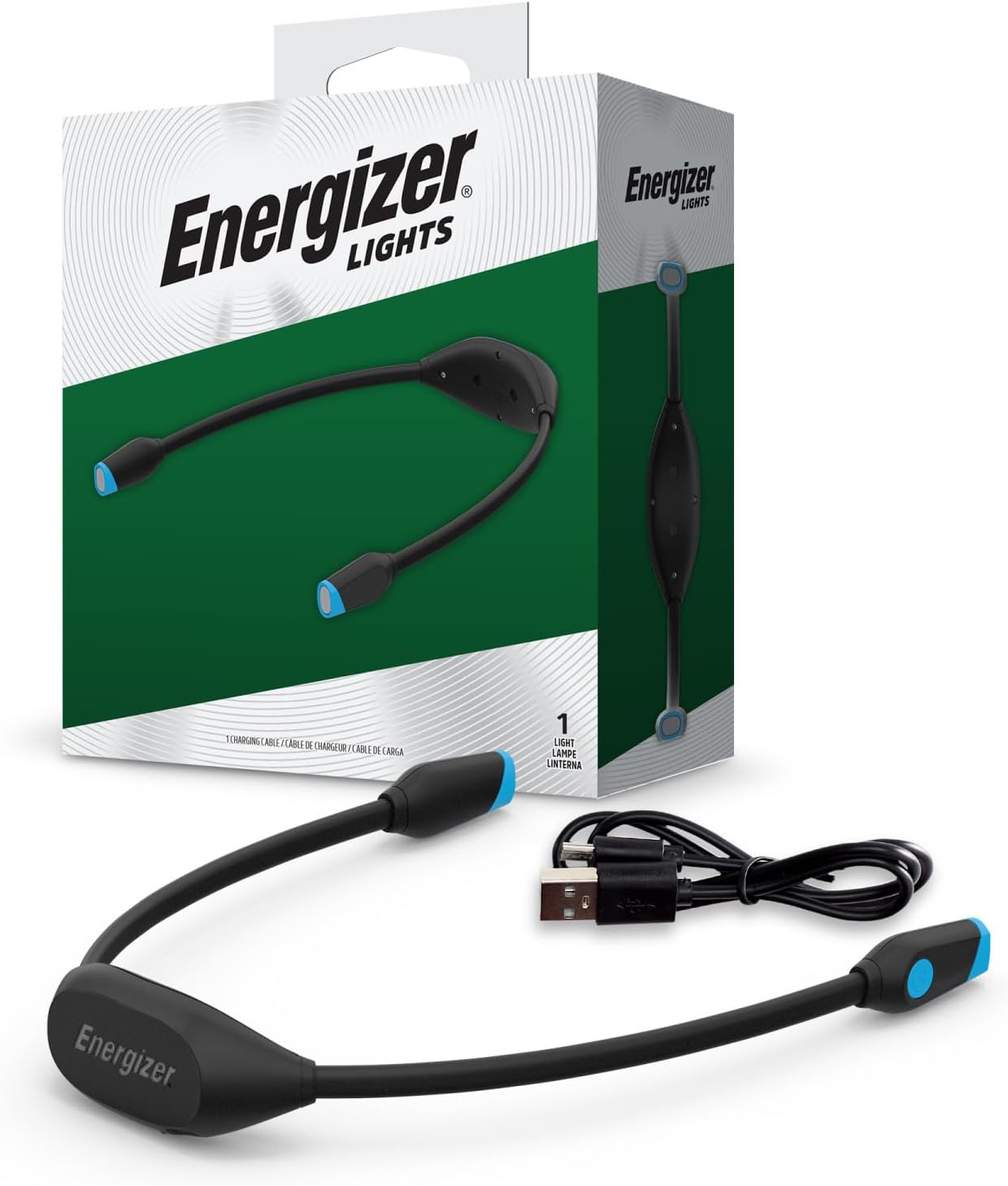 Energizer Rechargeable Neck Light, Portable LED Light for Reading and Hands-Free Uses, Neck Light with Adjustable Brightness, 100 Lumens, 5-Hour Runtime, Pack of 1
