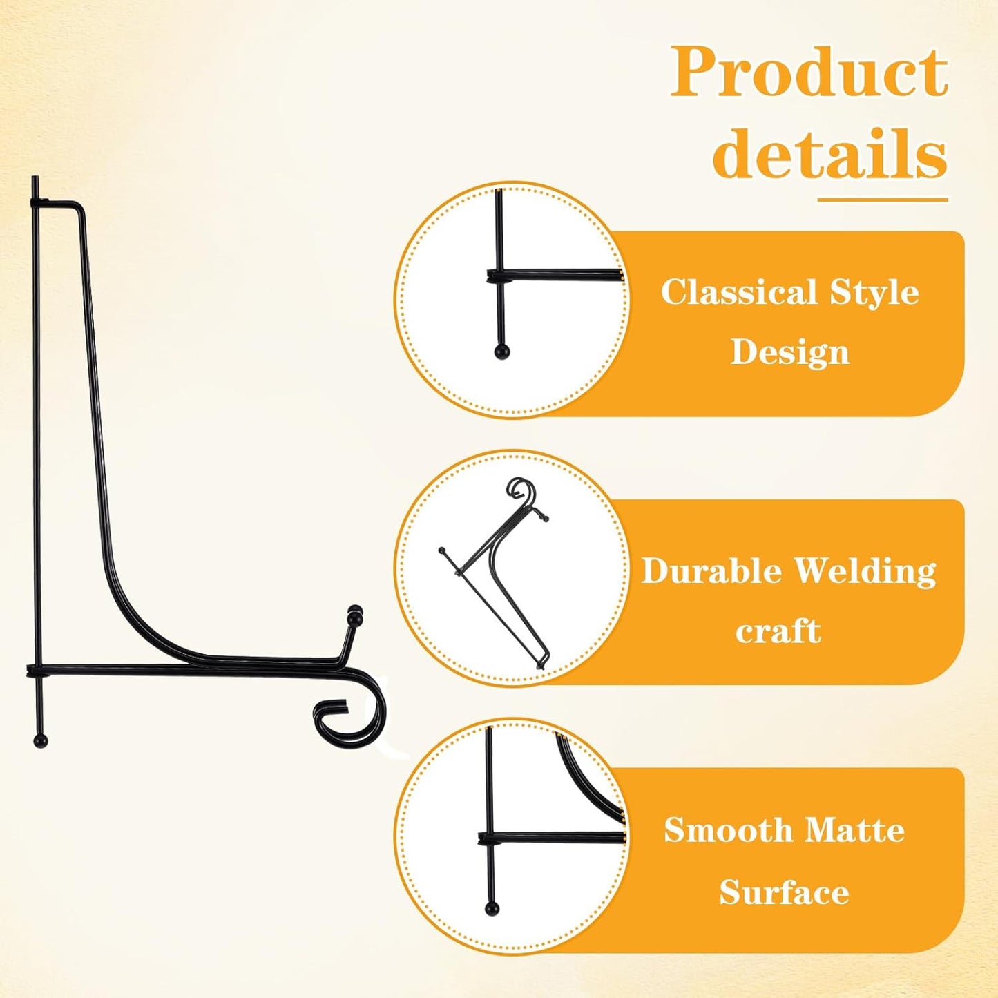 10 Pack Iron Display Stand 10“ Plate Picture Photo Stand for Display, Black Foldable Easel Holder Stand Decorative Metal Plate Holders Display Stand for Photo Frame Book Card Collection Office