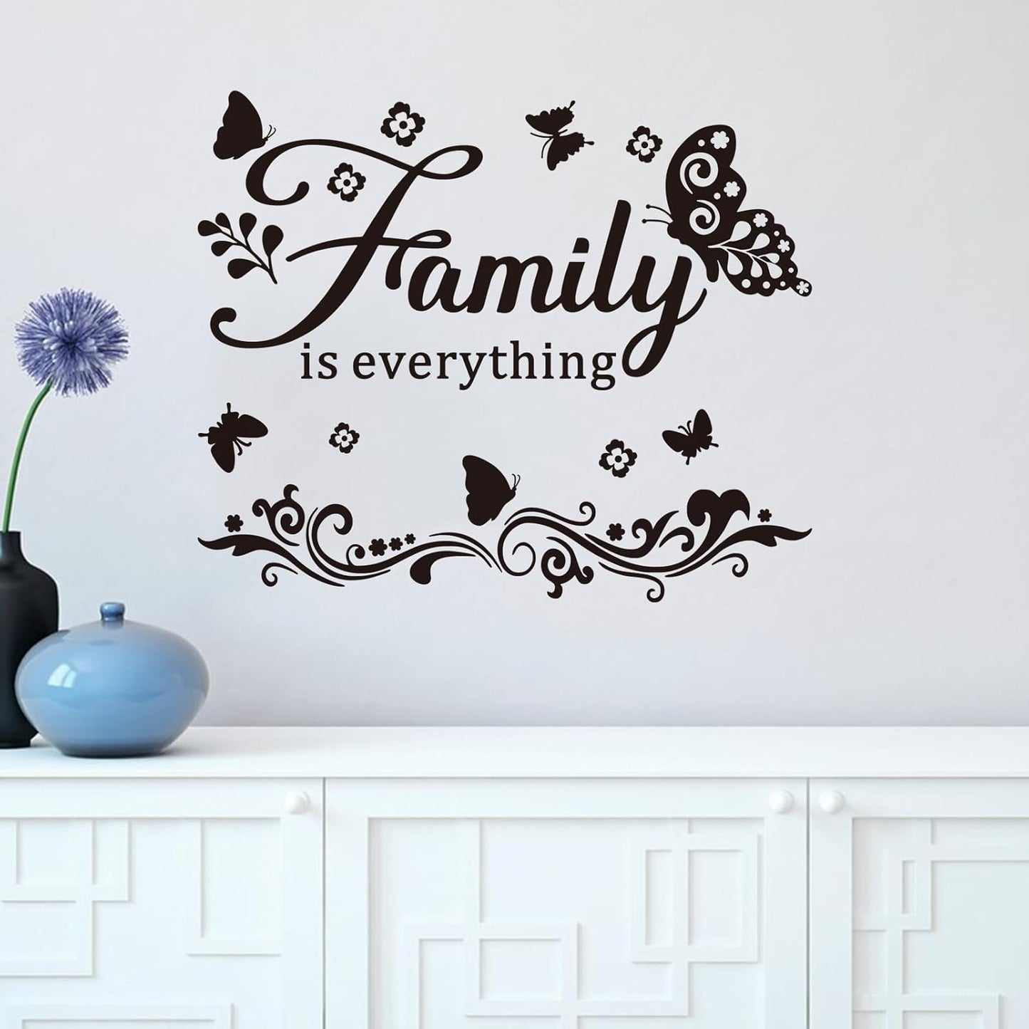 Inspirational Family Wall Stickers for Bedroom: Home Quotes Motivational Vinyl Art Wall Decals for Living Room Kitchen Apartment Bathroom - Family is Everything 18" X 15"