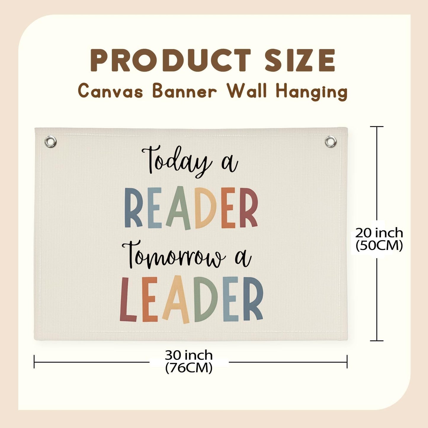 Classroom Decor Today A Reader Tomorrow A Leader Canvas Banner,Classroom Must Haves Reading Corner,Boho Classroom Decor,Bookshelf Decor Wall Art Toddler Girl Room Decor Flag Banner 30x20 Inch