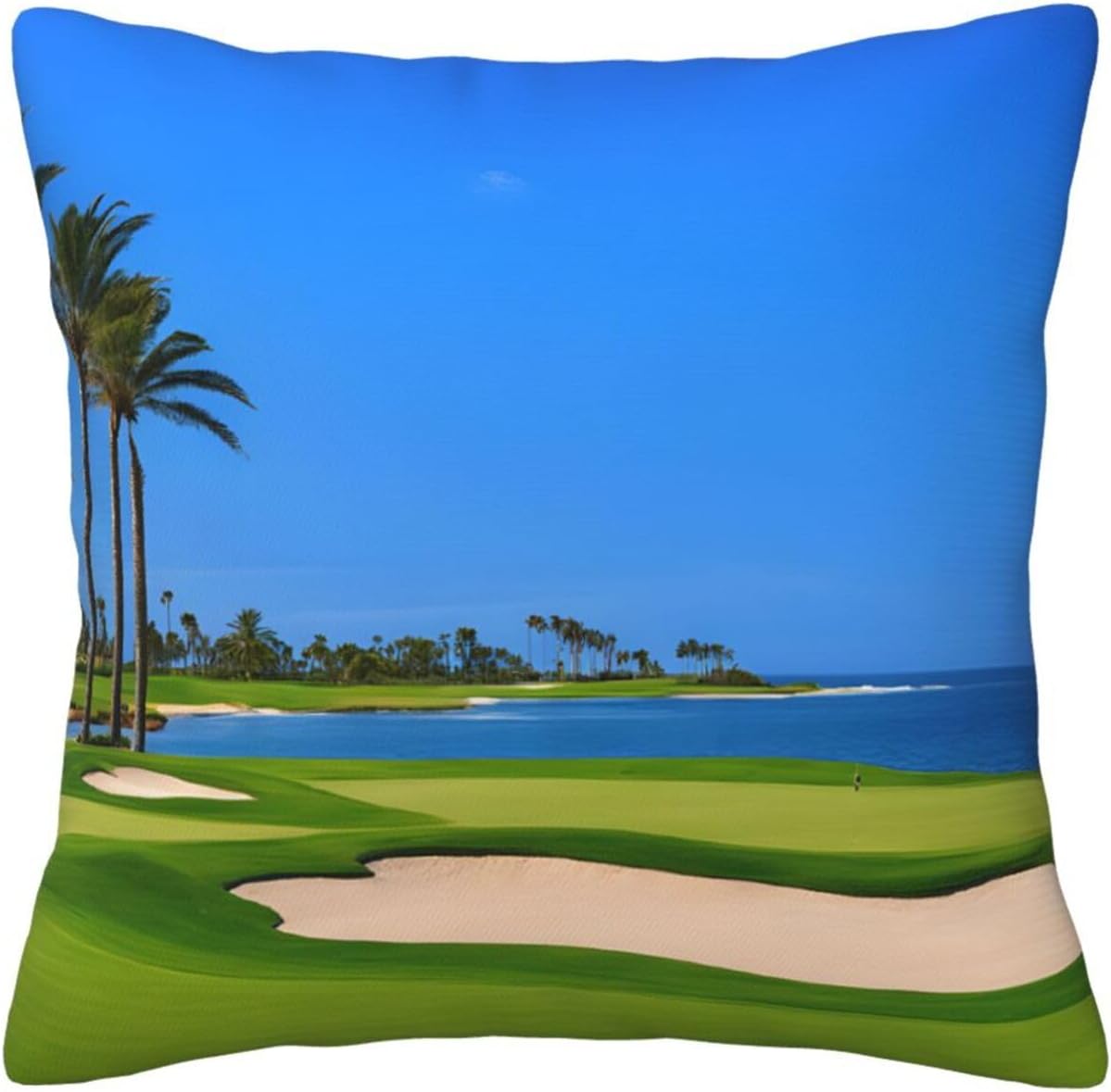All-Season Square Pillow Covers 18"X18", Golf Course, Decorative Throw Pillow Covers for Sofa Bed Couch, Hidden Zipper Cushion Cover, Square Lumbar & Accent Pillowcases for Home Decor