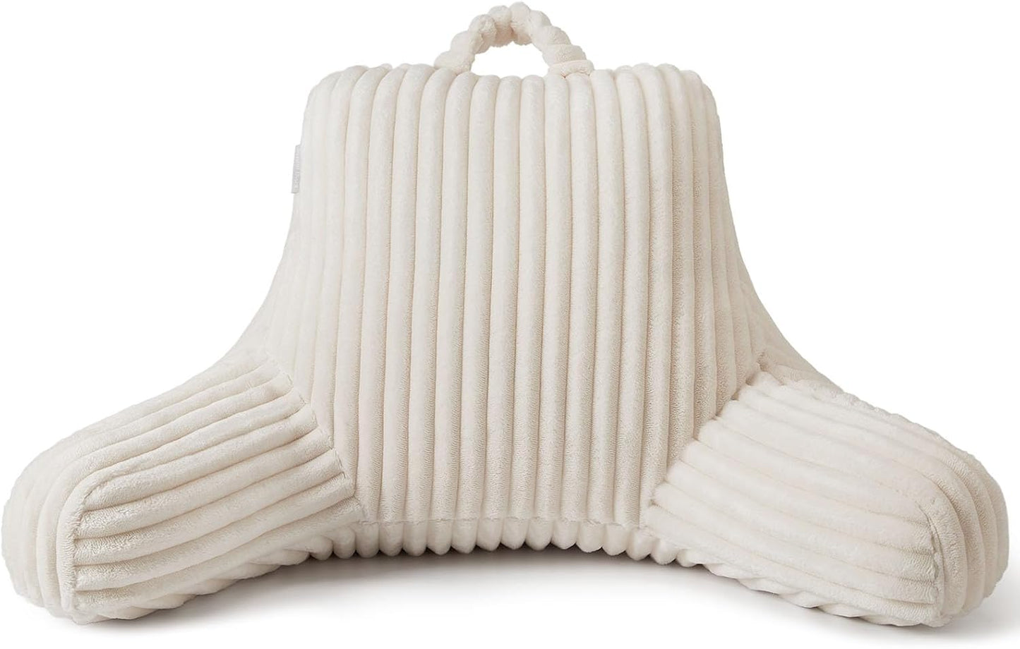 Blissful Diary Reading Pillow for Sitting in Bed, Flannel Back Pillow Bed Sitting Up for Adult & Children, Backrest Cushion for Sit Up in Couch or Floor, Dorm Essentials, Cream White