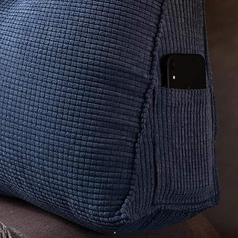 Reading Pillow Positioning Support Backrest Cushion Large Triangular Wedge Pillow,for Sofa Bed Day Bed Washable Cover(Size:90x50x20cm(35x20x8inch),Color:Blue)