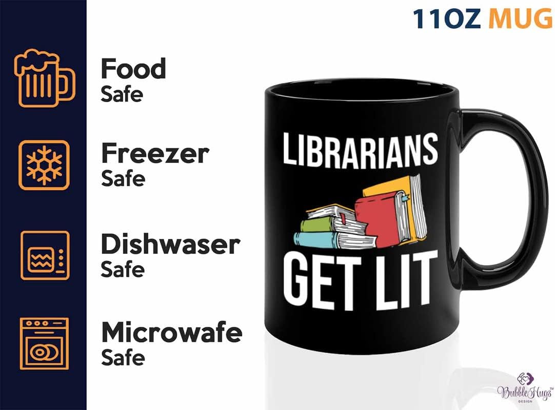 Book Lover Coffee Mug 11oz Black - Librarians get lit - Gifts for Book Club Readers Book Nerd Librarians Book Worm Bookish