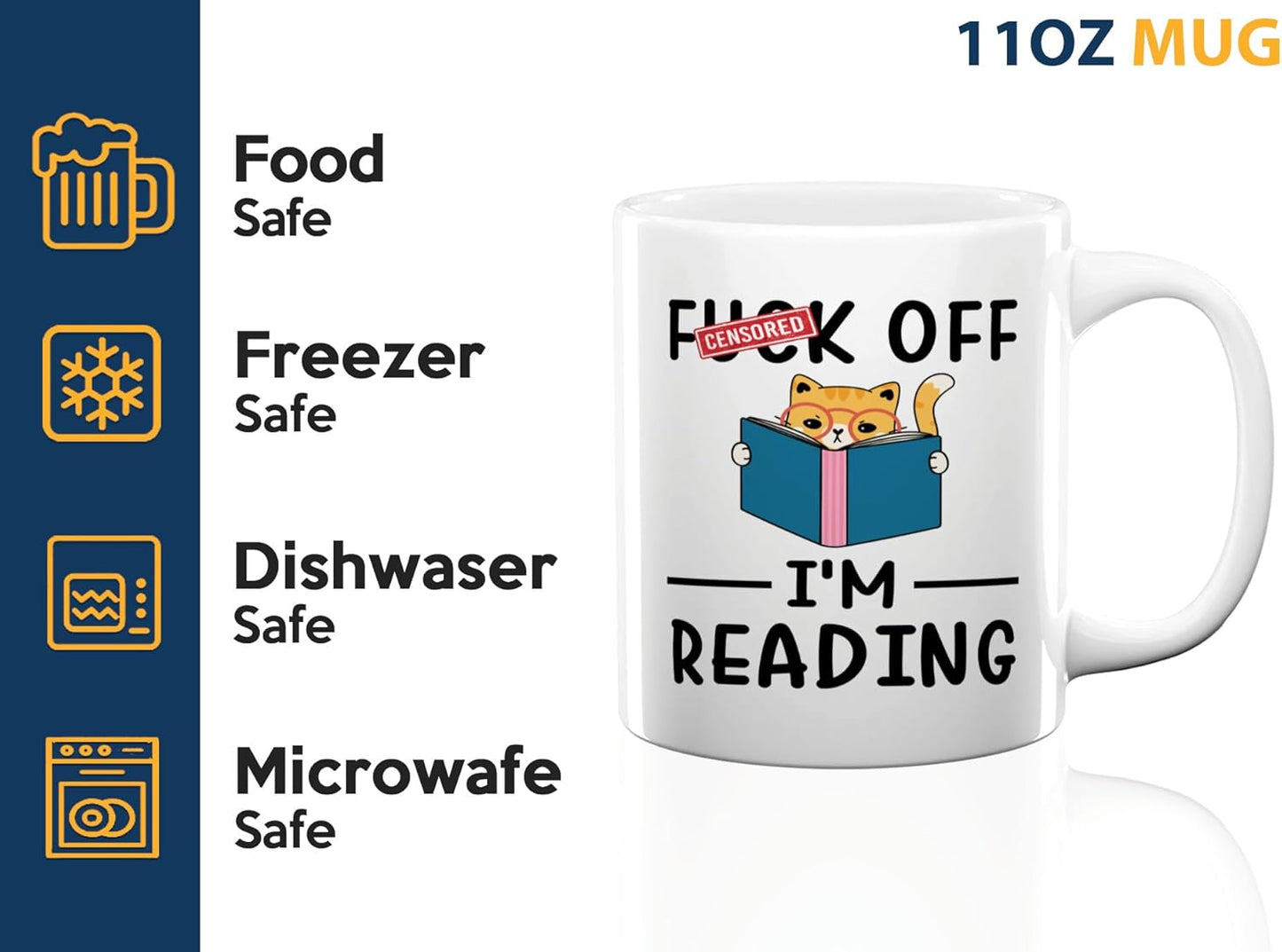 Sarcasm Coffee Mug 11oz White -I'm reading - Book Lover Gift Student Bookman Nerd Bookworm Fiction Novel